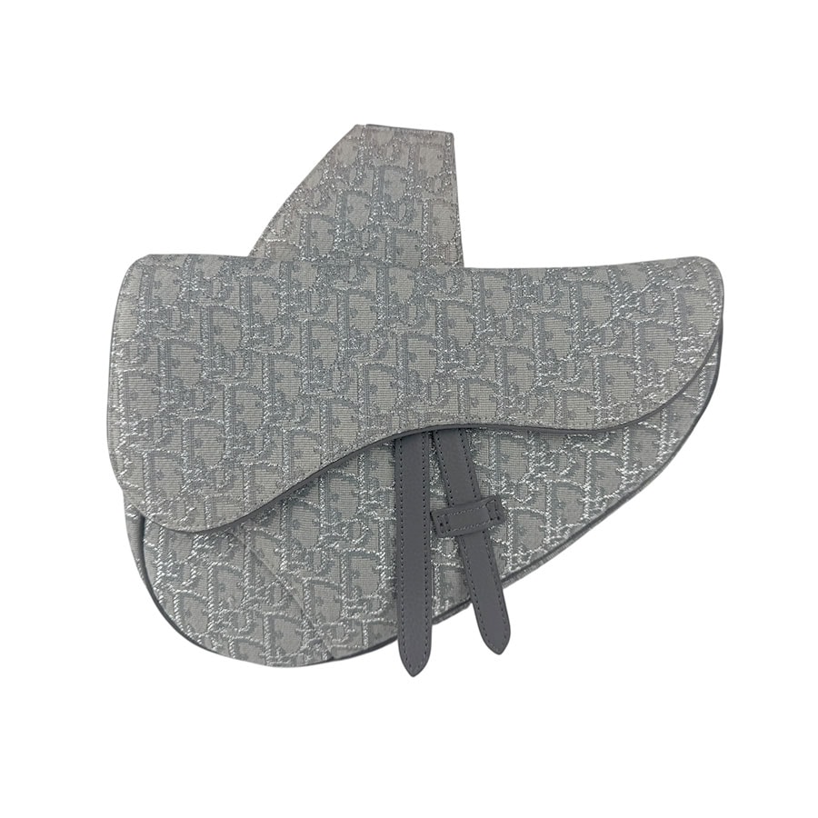 クリスチャンディオール Christian Dior ショルダーバッグ サドルバッグ キャンバス グレー ユニセックス【中古】 z6784