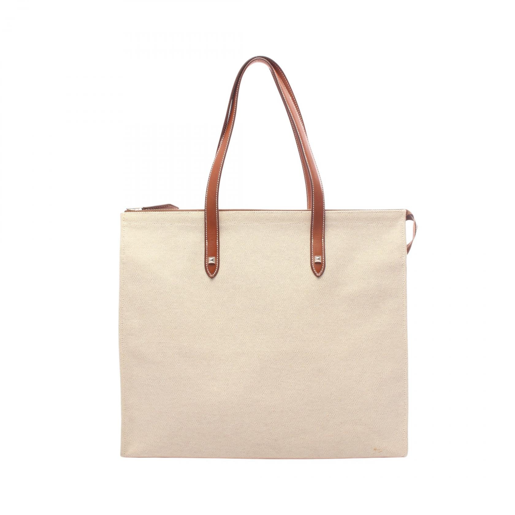 エルメス HERMES カバス ミラMM エクリュ フォーブ トートバッグ バッグ トワルアッシュ / バレニア トワルアッシュ □L刻印(2008年製造) レディース アイボリー系 / ブラウン系 【中古】