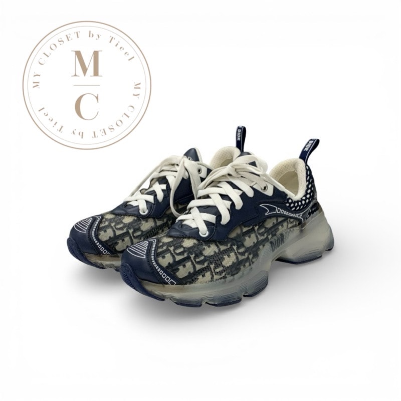 クリスチャンディオール CHRISTIAN DIOR Dior Vibe スニーカー 靴 シューズ レザー ラバー ファブリック ネイビー ホワイト ロゴ