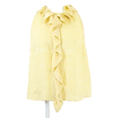 シャネル 美品 22SS P72306V63957 シルク ロゴ総柄 ノースリーブ フリル 40