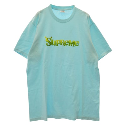 Supreme シュプリーム Tシャツ 21AW Shrek Tee シュレック Tシャツ ロゴ プリント 半袖 カットソー ライトブルー系 L【中古】