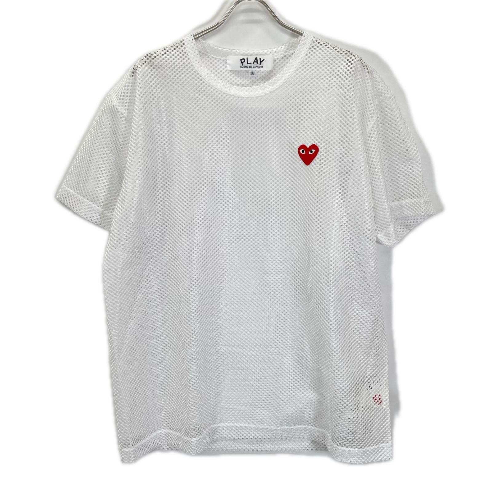プレイコムデギャルソン 26SS AX-T351 ホワイト RED EMBLEM MESH TEE Tシャツ XXL