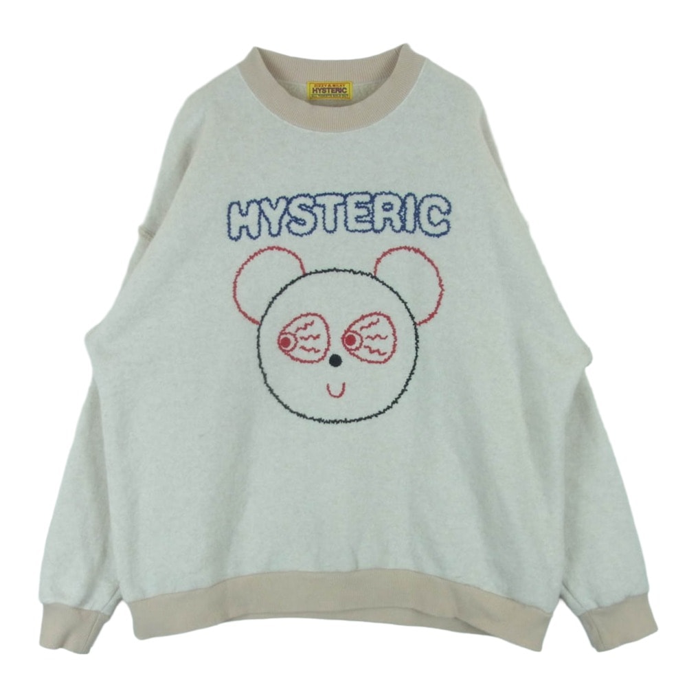 HYSTERIC GLAMOUR ヒステリックグラマー 01243CS05 RED EYE FLASH 刺繍 オーバー サイズ スウェット ベージュ系 FREE【中古】