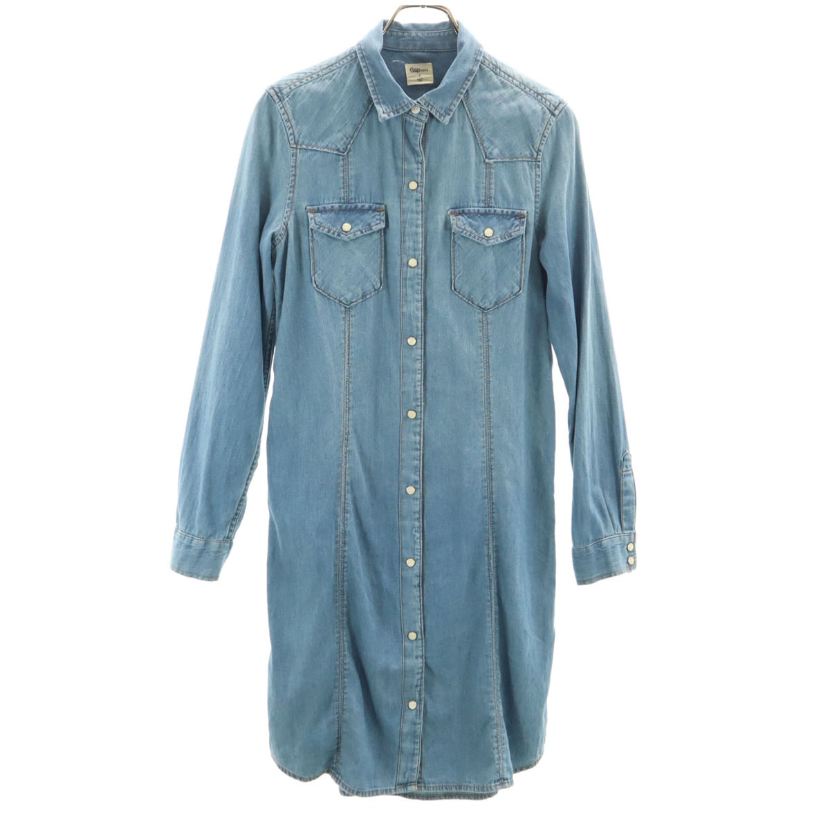 GAP ギャップ 長袖 ウエスタン デニム シャツワンピース S