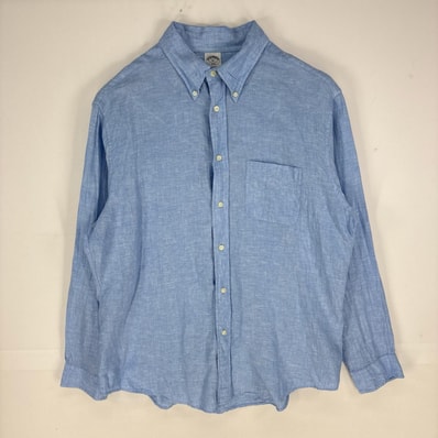 古着 ブルックスブラザーズ Brooks Brothers 長袖シャツ ボタンダウン 1818 リネンシャツ XL ブルー系 メンズ