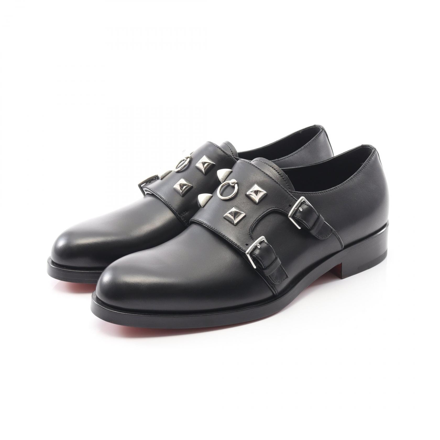 エルメス HERMES コリエドシアン プレーントゥ ダブルモンクストラップ ドレスシューズ 靴 レザー メンズ ブラック系 182395ZH 【中古】