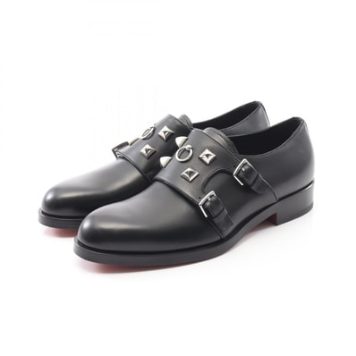 エルメス HERMES コリエドシアン プレーントゥ ダブルモンクストラップ ドレスシューズ 靴 レザー メンズ ブラック系 182395ZH 【中古】