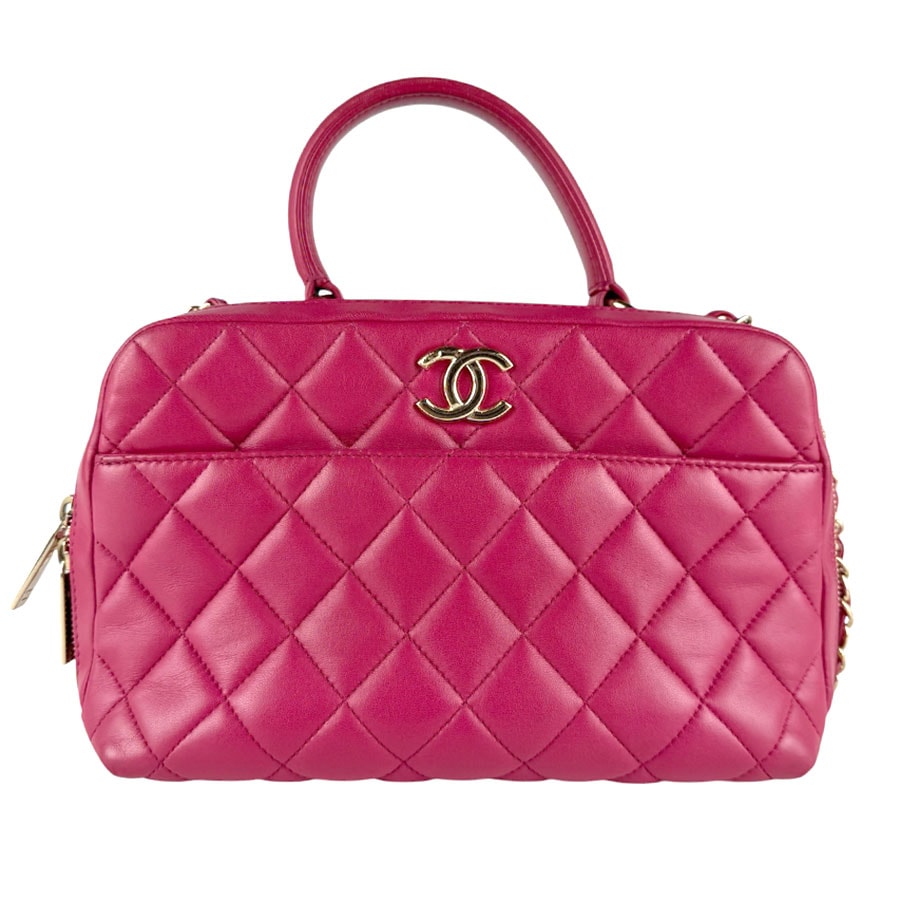 シャネル CHANEL ハンドバッグ ショルダーバッグ トレンディCC ラムスキン ピンク ゴールド レディース【中古】 z9445