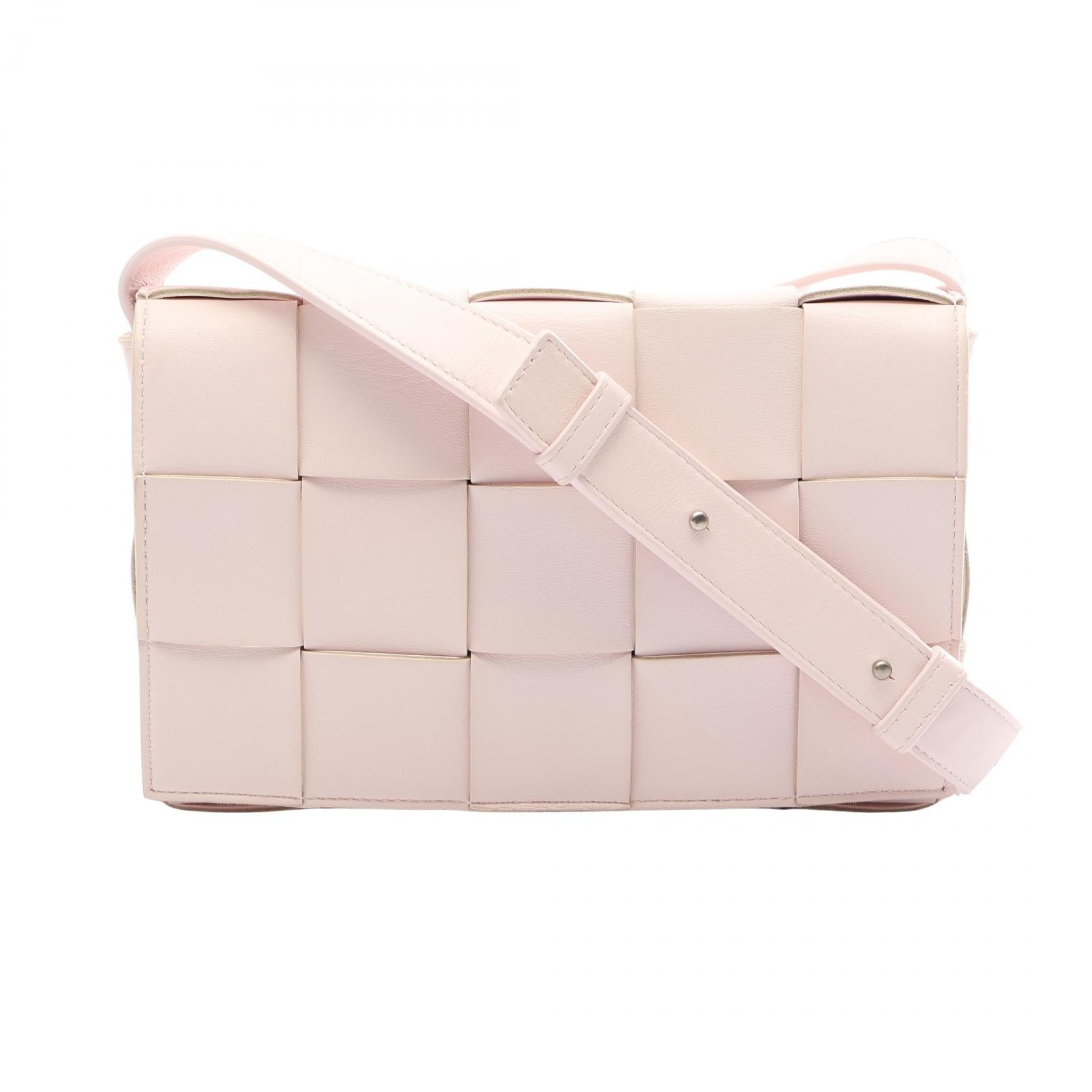 ボッテガヴェネタ BOTTEGA VENETA カセット クロスボディ マキシイントレチャート ショルダーバッグ バッグ レザー レディース ピンク系 【中古】