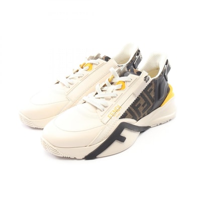 フェンディ FENDI FLOW フロー スニーカー 靴 レザー キャンバス メンズ ホワイト系 / ブラウン系 / ブラック系 【中古】