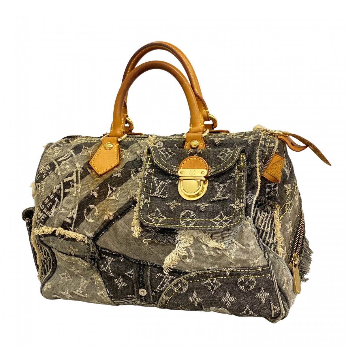 【6dc2679】ルイヴィトン ハンドバッグ モノグラム・デニム パッチワーク スピーディ30 M95381 グリ【中古】レディース