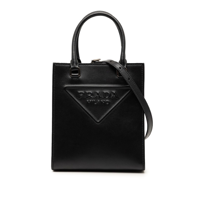 プラダ トライアングルロゴ ミニハンドバッグ ショルダーバッグ 2WAY 1BA333 ブラック レザー レディース PRADA 【中古】