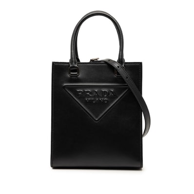 プラダ トライアングルロゴ ミニハンドバッグ ショルダーバッグ 2WAY 1BA333 ブラック レザー レディース PRADA 【中古】