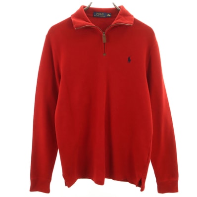 POLO RALPH LAUREN ポロラルフローレン 長袖 ハーフジップ ニット XS レッド