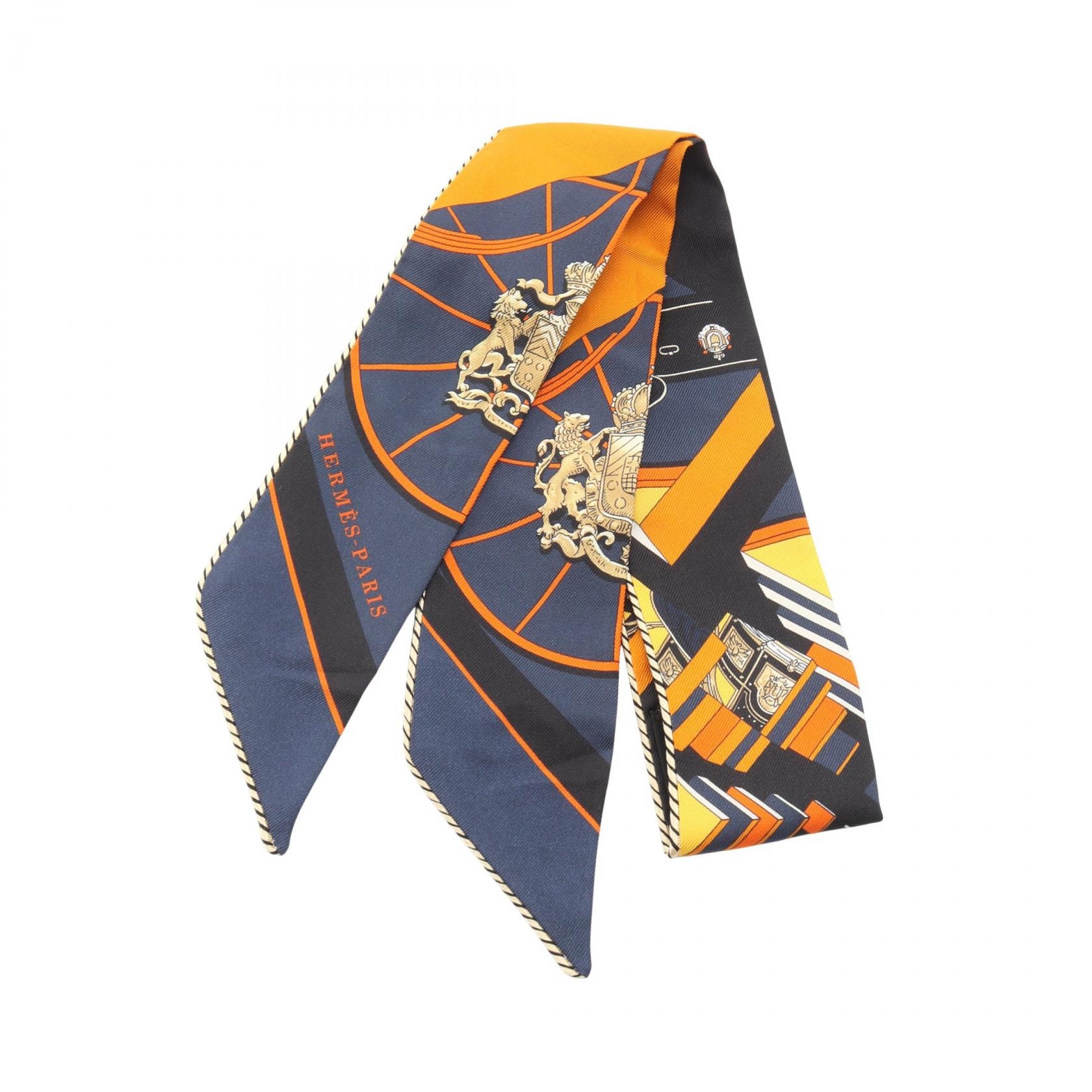 エルメス HERMES ツイリー Springs Springs スカーフ 衣料品 シルク シルク レディース ネイビー系 / マルチカラー 【中古】