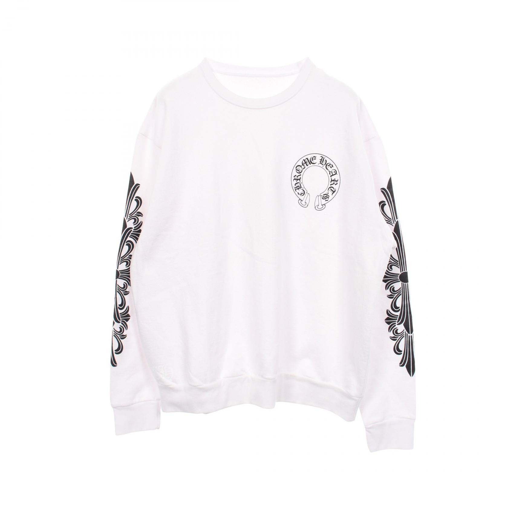 Chrome Hearts Floral Cross Horseshoe Back Print Sweatshirt "White"