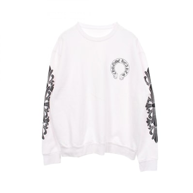 Chrome Hearts Floral Cross Horseshoe Back Print Sweatshirt "White"