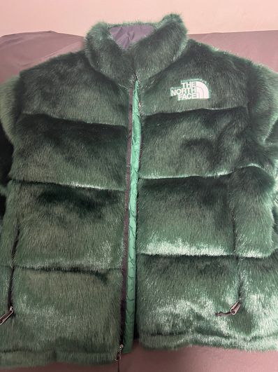 Supreme x The North Face Faux Fur Nuptse Jacket "Green"