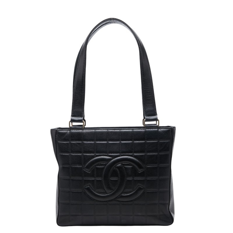 シャネル ココマーク チョコバー トートバッグ ショルダーバッグ ブラック ラムスキン レディース CHANEL 【中古】