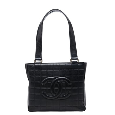 シャネル ココマーク チョコバー トートバッグ ショルダーバッグ ブラック ラムスキン レディース CHANEL 【中古】