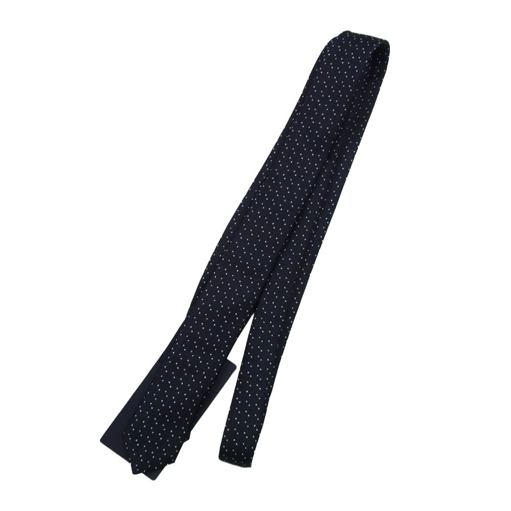 SAINT LAURENT サンローラン ネクタイ 643955 4Y002 マイクロドット シルク ネクタイ ブラック系【美品】【中古】
