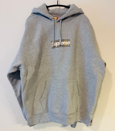 Supreme / Burberry Box Logo Hooded Sweatshirt "Heather Grey"