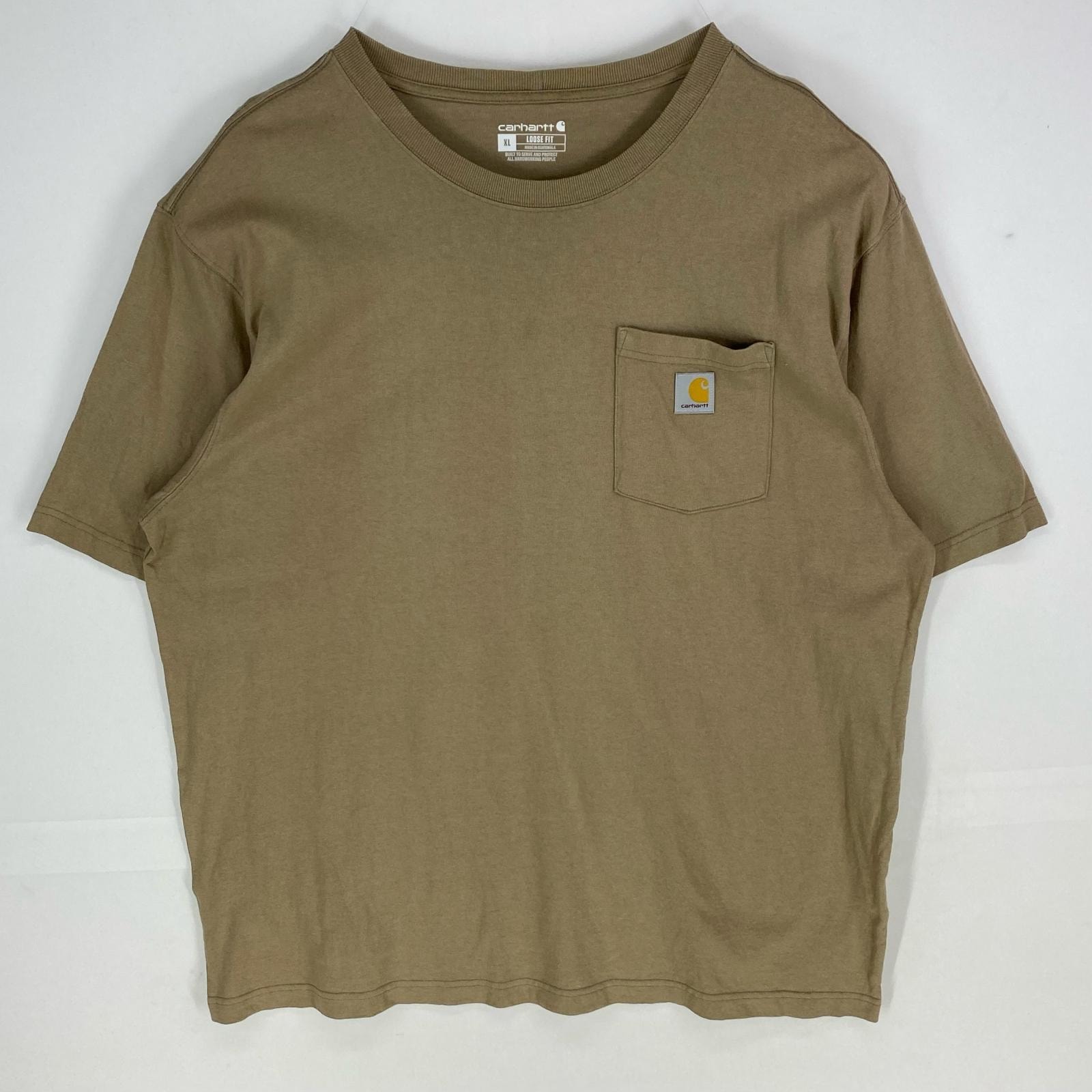 古着 カーハート Carhartt 半袖Tシャツ クルーネック ワンポイント ショートスリーブ XL  ベージュ系 メンズ