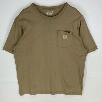 古着 カーハート Carhartt 半袖Tシャツ クルーネック ワンポイント ショートスリーブ XL ベージュ系 メンズ