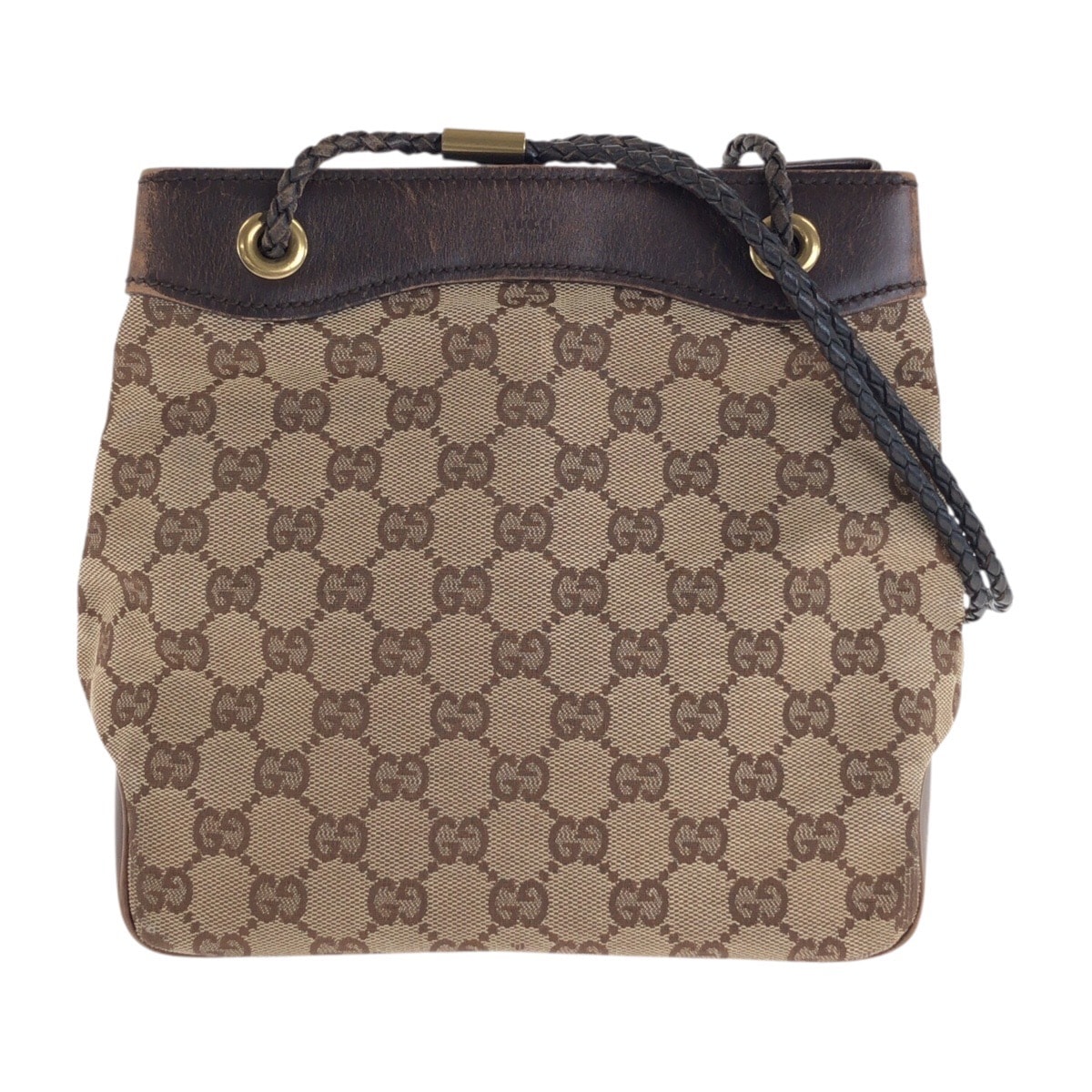 GUCCI グッチ ベージュ ブラウン ゴールド金具 GGキャンバス レザー/ ショルダーバッグ ハンドバッグ 2way 505713 【中古】