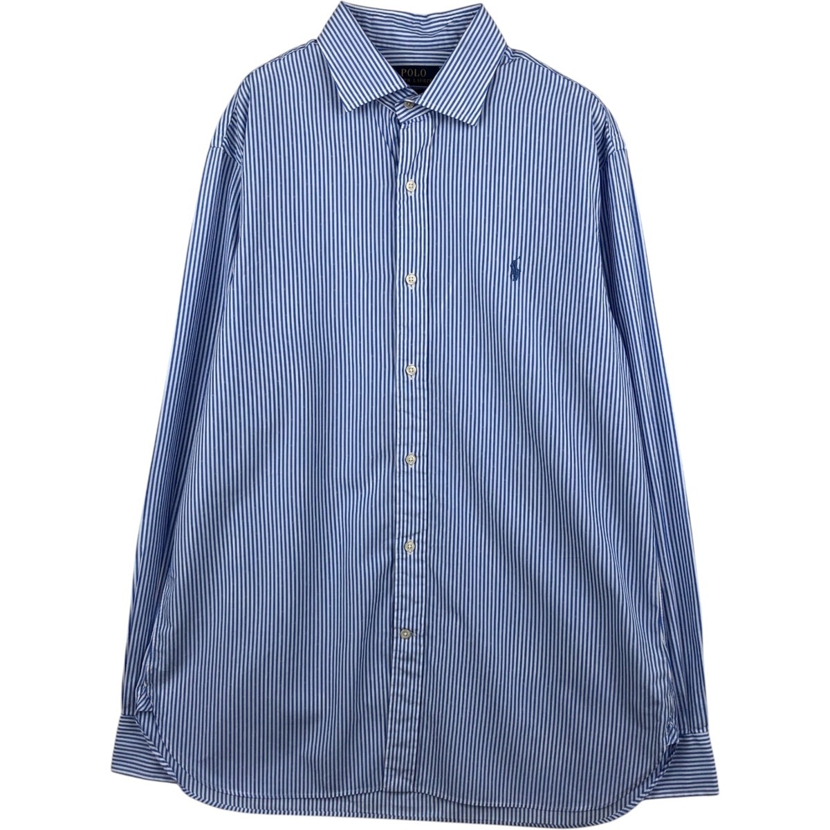 古着 ラルフローレン Ralph Lauren POLO RALPH LAUREN SLIM FIT 長袖 コットンストライプシャツ メンズXL相当/eaa634857