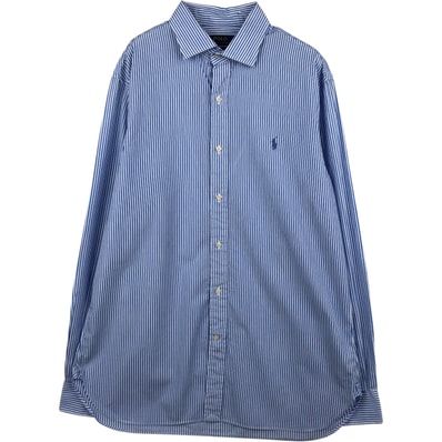 古着 ラルフローレン Ralph Lauren POLO RALPH LAUREN SLIM FIT 長袖 コットンストライプシャツ メンズXL相当/eaa634857