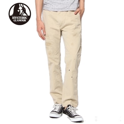 定価28600円 Lサイズ HYSTERIC GLAMOUR チノパン ユーズド ダメージ加工 ヒステリックグラマー ベージュ 0232AP09