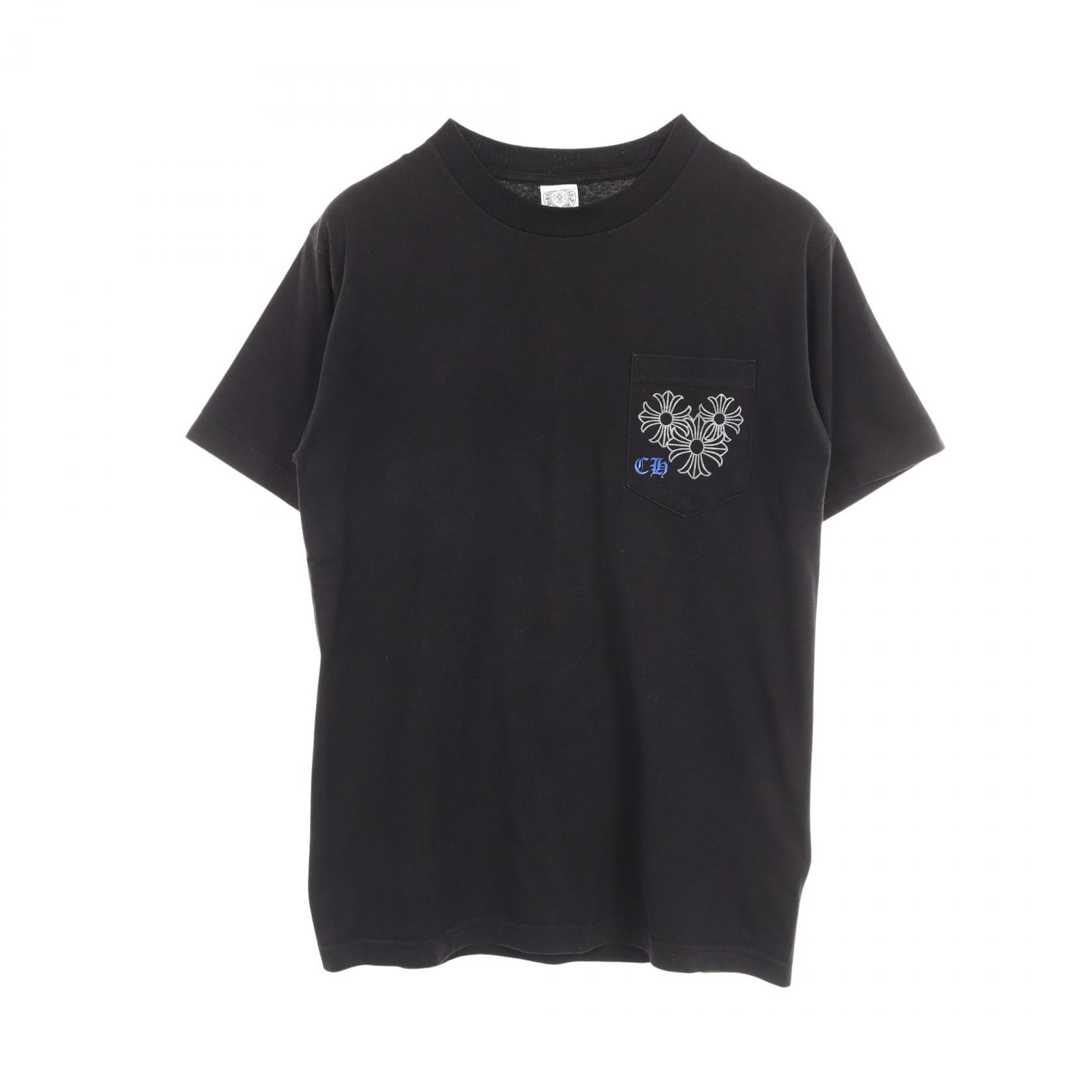 クロムハーツ CHROME HEARTS CHプラス バックプリント ポケット付き 半袖Tシャツ 衣料品 トップス コットン メンズ ブラック系 / ブルー系 【中古】