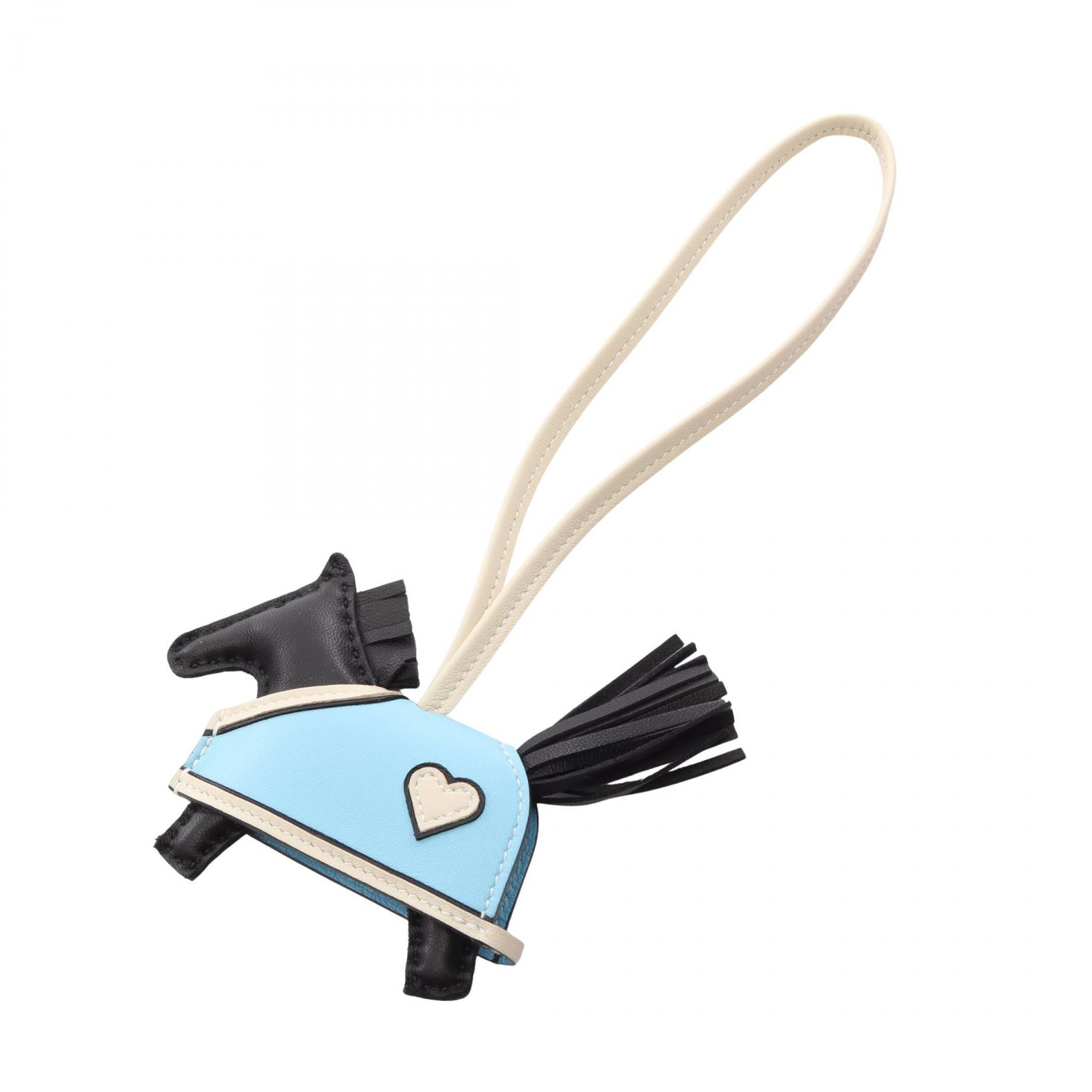 エルメス HERMES ロデオロベオクールPM セレステ クレ チャーム アクセサリー レザー ヴォースイフト アニョーミロ レディース ブラック系 / ブルー系 / ホワイト系 【中古】