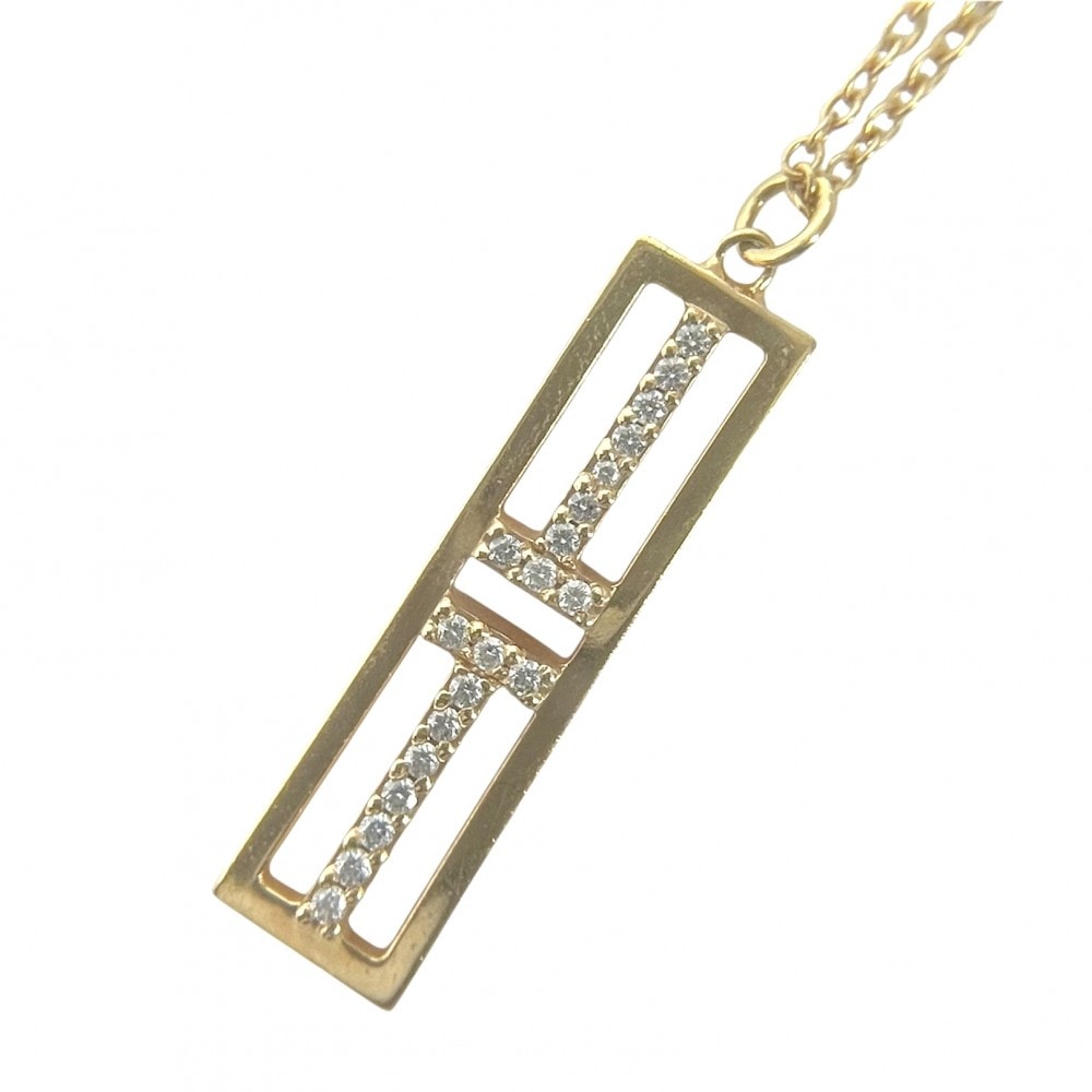TIFFANY&Co. ティファニー ネックレス T トゥー オープン バーティカル バー ペンダント ジュエリー アクセサリー アジャスター付き 18金YG Au750 K18イエローゴールド ダイヤモンド レディース 約4.2g【中古品】