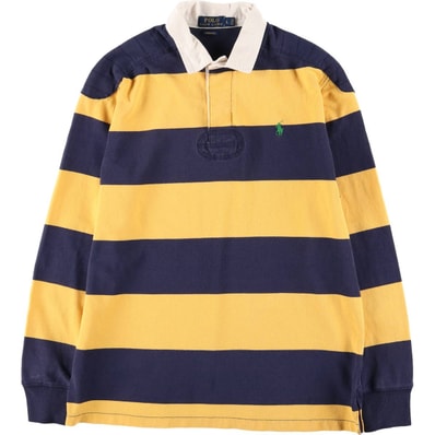 古着 ラルフローレン Ralph Lauren POLO RALPH LAUREN CUSTOM FIT ボーダー柄 長袖 ラガーシャツ メンズL相当/eaa586796