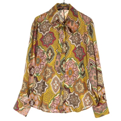 美品 ZARA ザラ 総柄 マルチカラー 長袖 シャツ XS イエロー系