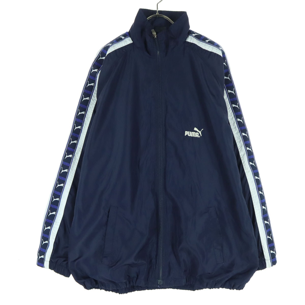 PUMA プーマ ワンポイントロゴ 長袖 裏地メッシュ ウインドブレーカー ネイビー