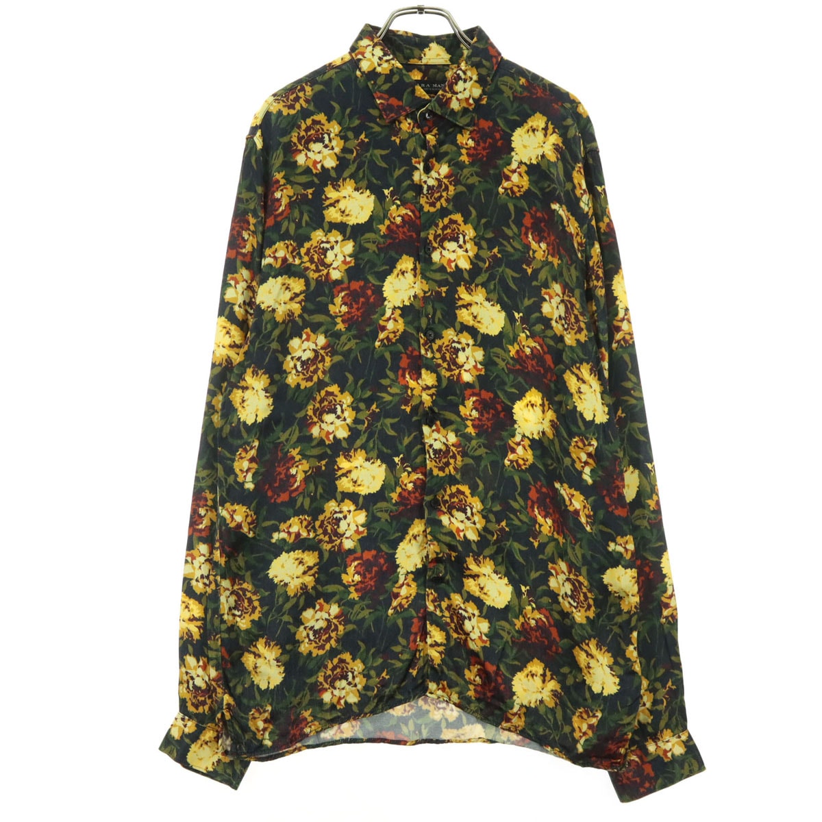 美品 ZARA MAN ザラマン 総柄 花柄 長袖 シャツ L ブラック