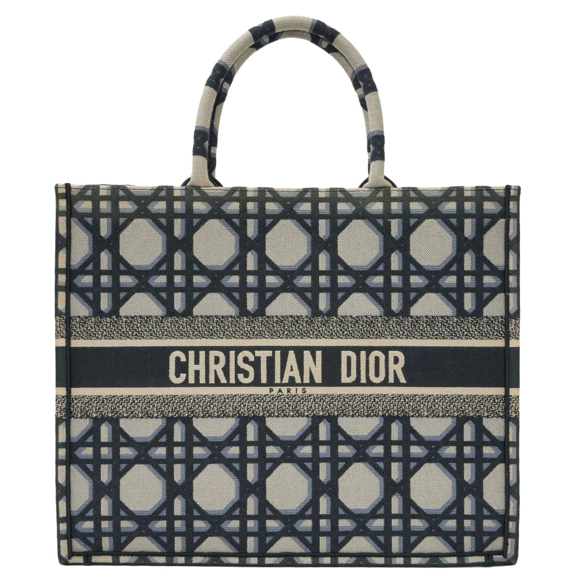 Dior ディオール トートバッグ ブックトート マクロカナージュ/エンブロイダリー ラージ ネイビー/ブルー コットンキャンバス M1286ZZAU_M828_TU 新品未使用