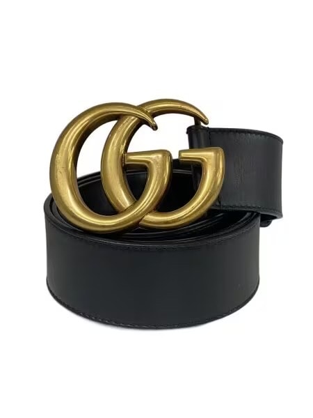 Gucci Double G Buckle Leather Belt ”Black/Gold”