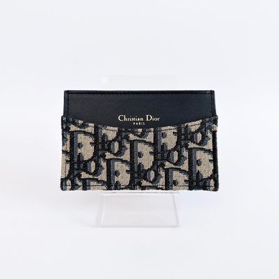 Dior Travel Chamomile Card Holder Oblique Jacquard&Calfskin "Black"