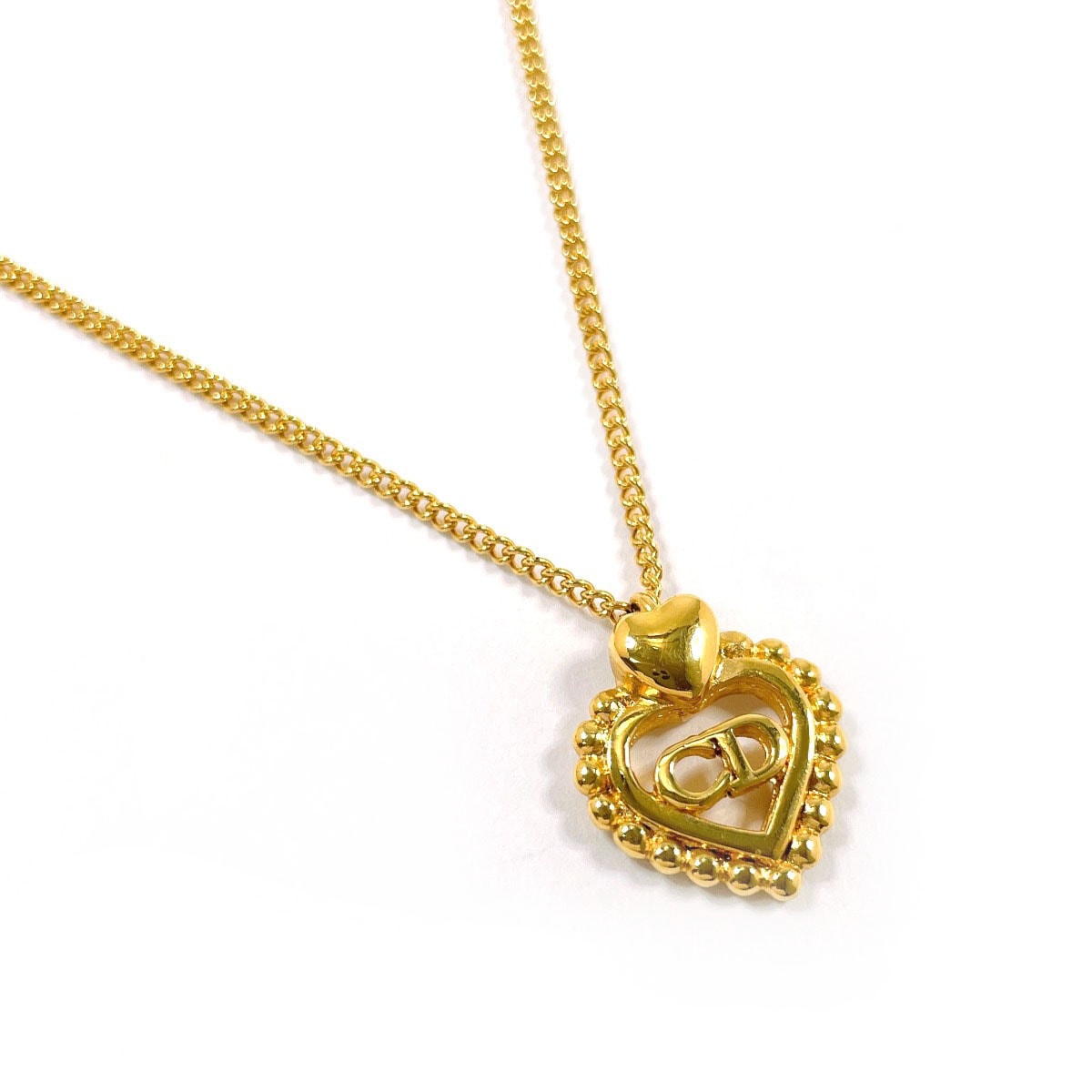 クリスチャンディオール ネックレス ハート ロゴ ヴィンテージ  ゴー