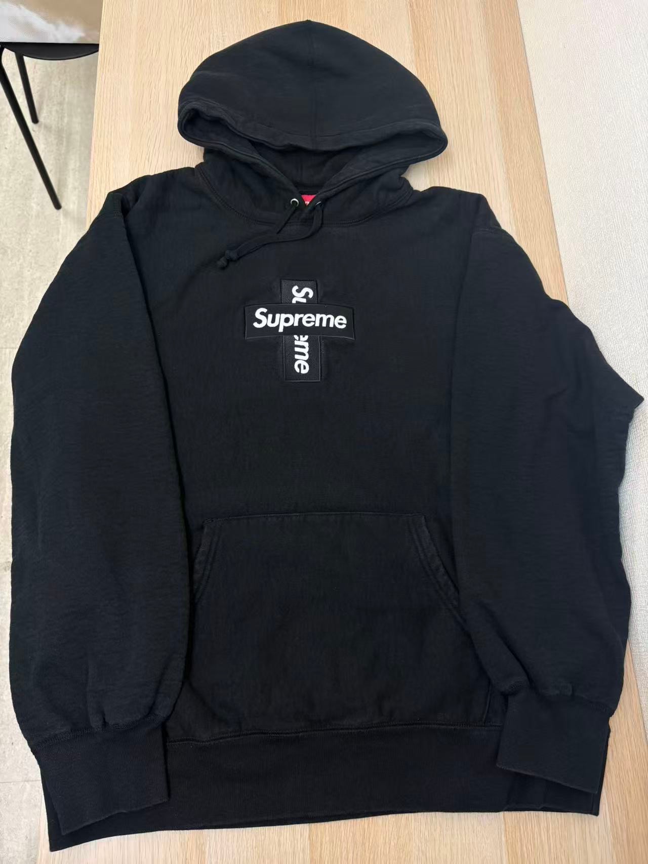 Supreme Cross Box Logo Hooded Sweatshirt "Black"