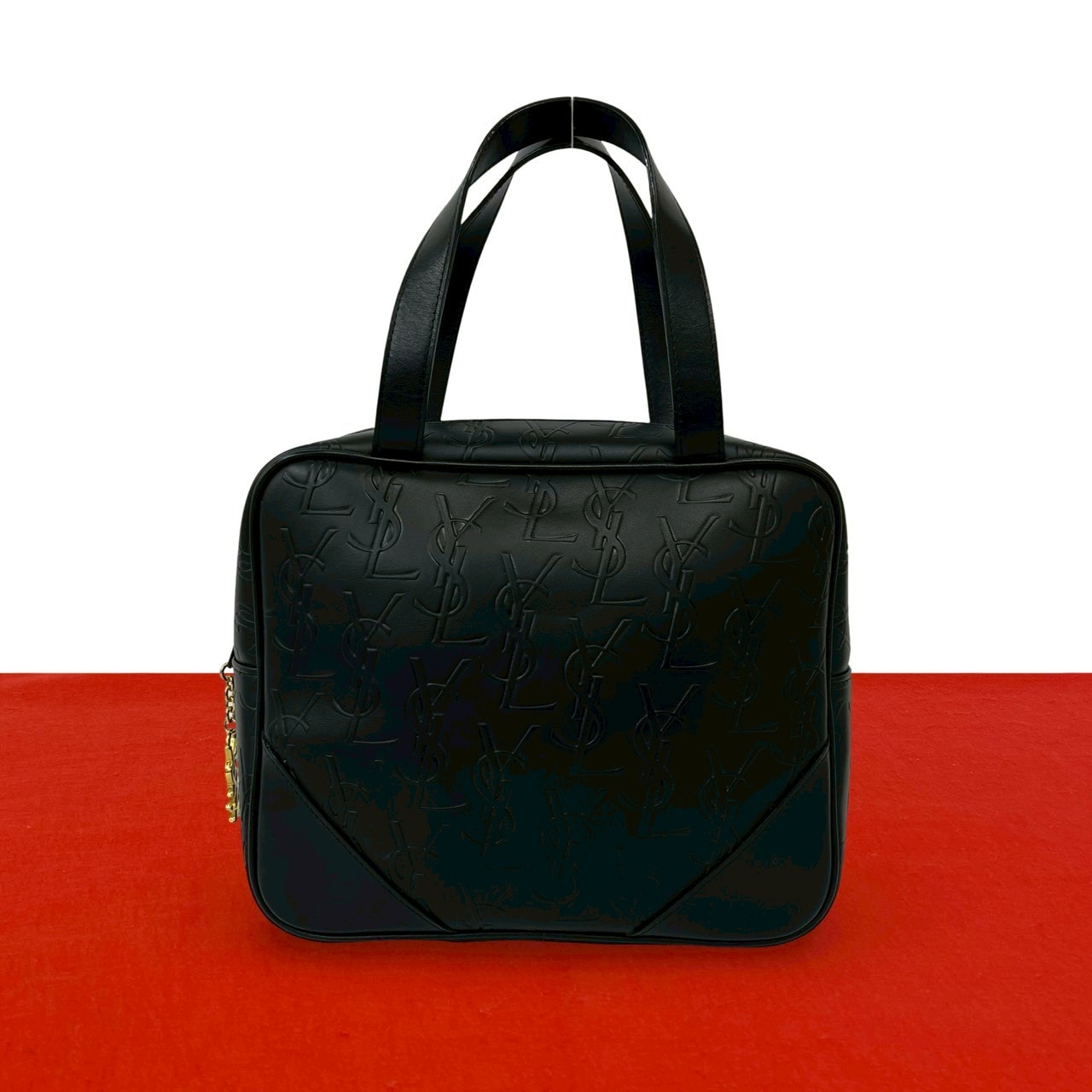 YVES SAINT LAURENT イヴ・サンローラン YSL ロゴ レザー ハンドバッグ ブラック
 23127