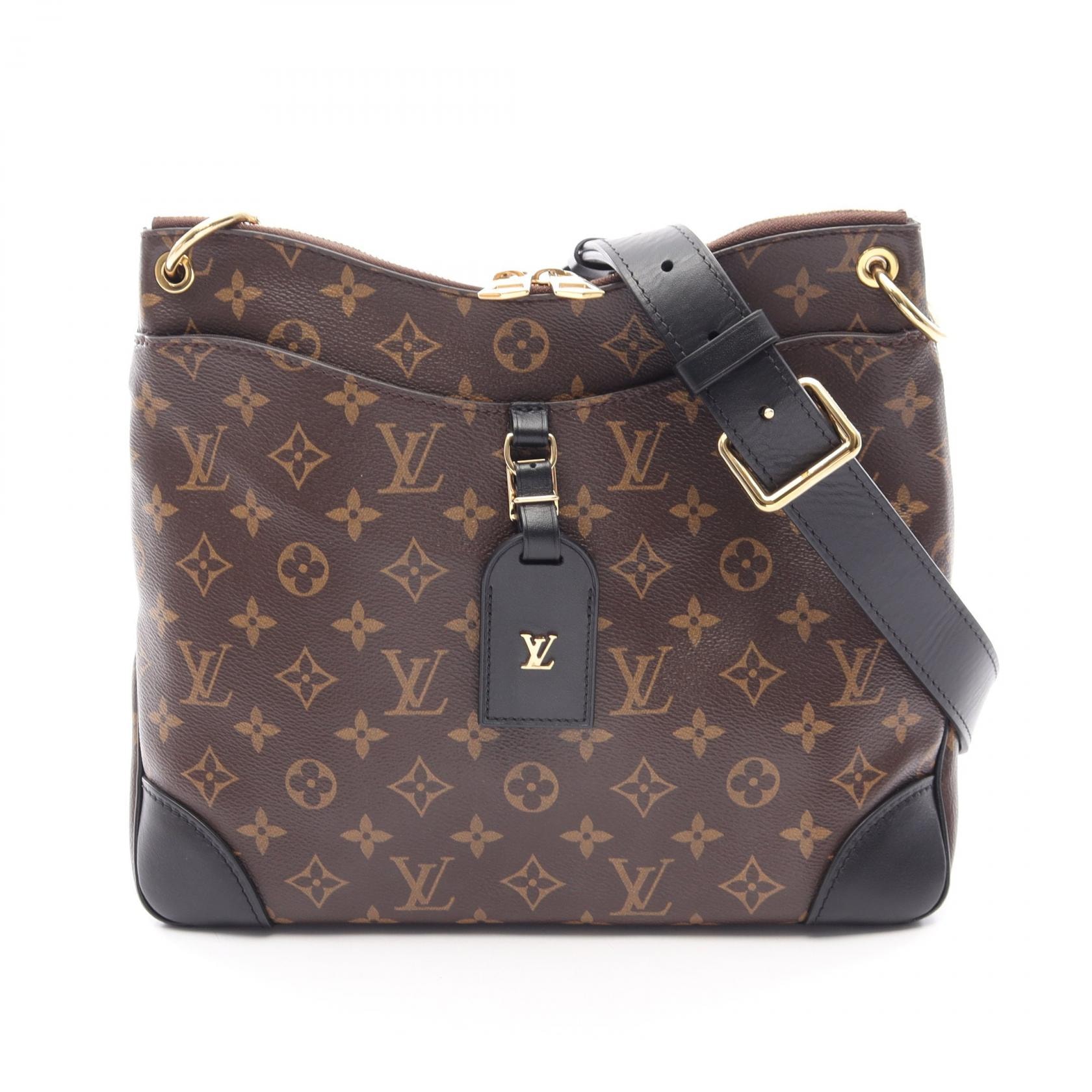 ルイ・ヴィトン LOUIS VUITTON オデオン NM MM ショルダーバッグ バッグ PVCコーティングキャンバス レザー モノグラム ノワール レディース ブラウン系 / ブラック系 M45352 【中古】