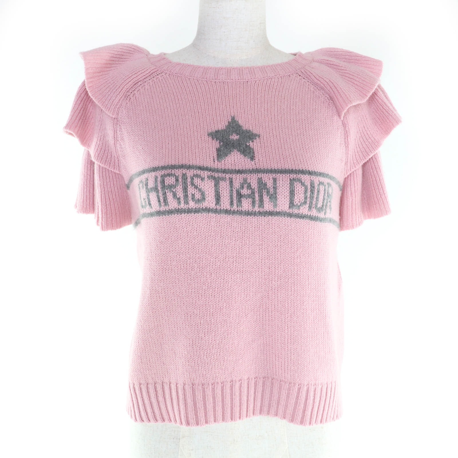 極美品 クリスチャンディオール 半袖ニット ピンク 42 344S13BM003
