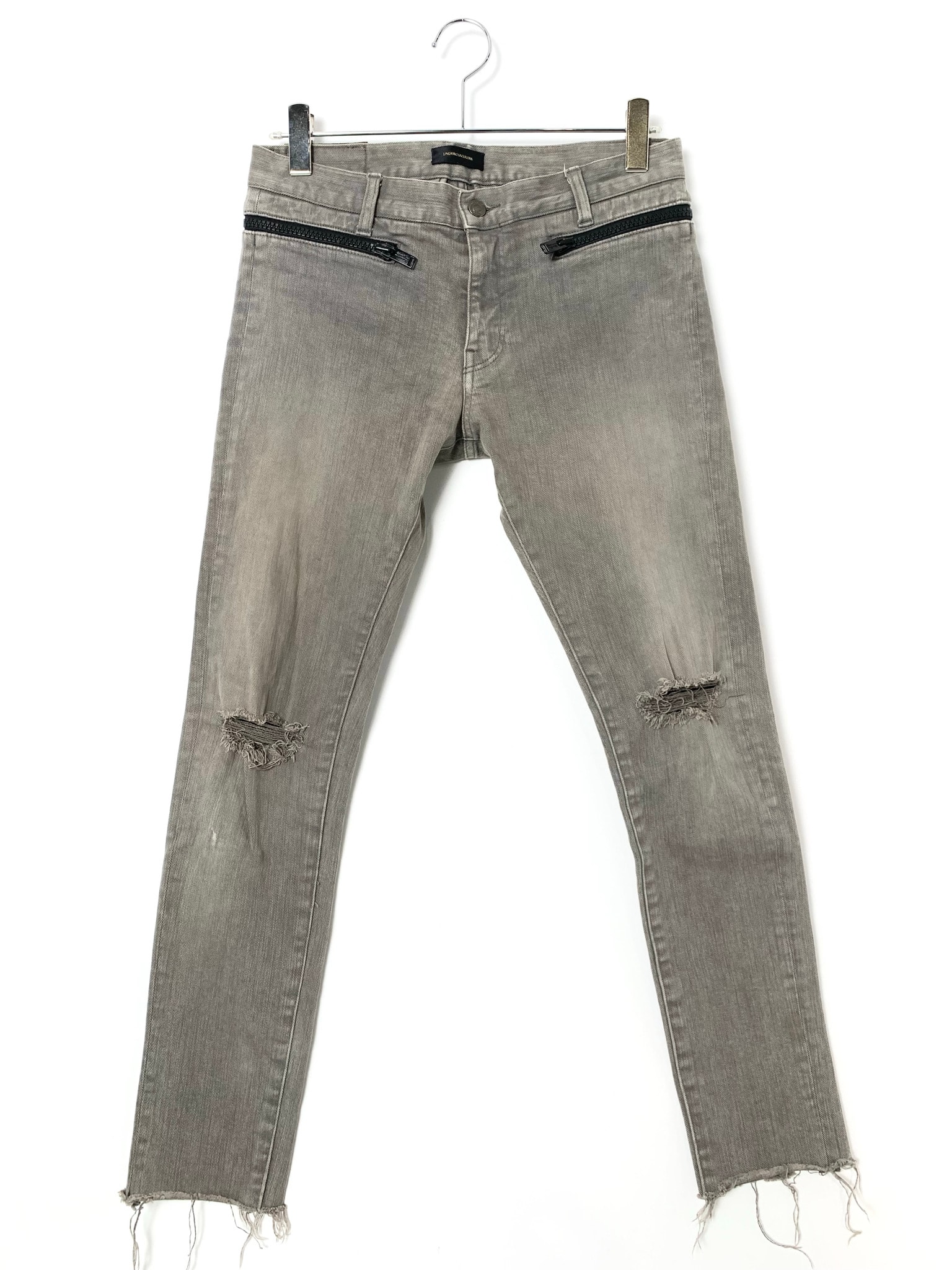 UNDERCOVERISM Ripped Knee Zipper Denim Pants Gray