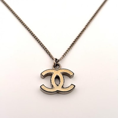 シャネル CHANEL ネックレス ココマーク 07V メタル シルバー オフホワイト CC リバーシブル【鑑定済み】正規品