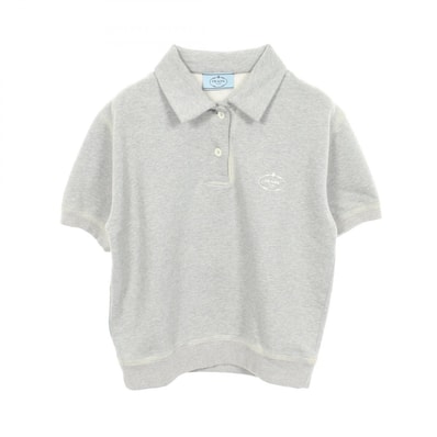 プラダ PRADA コットンフリース プレス ヴィンテージ加工 スウェット ポロシャツ 衣料品 トップス コットン レディース グレー系 【中古】